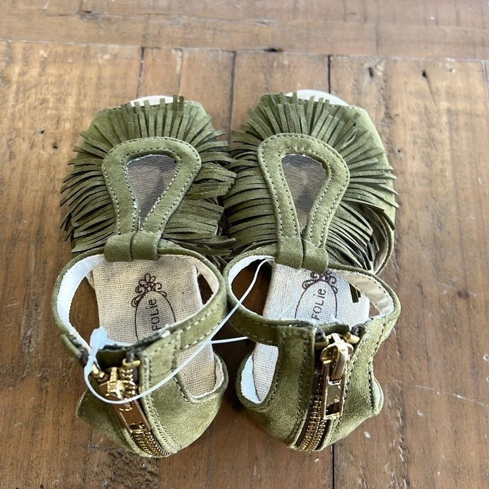 Joyfolie Dalia olive fringed sandals